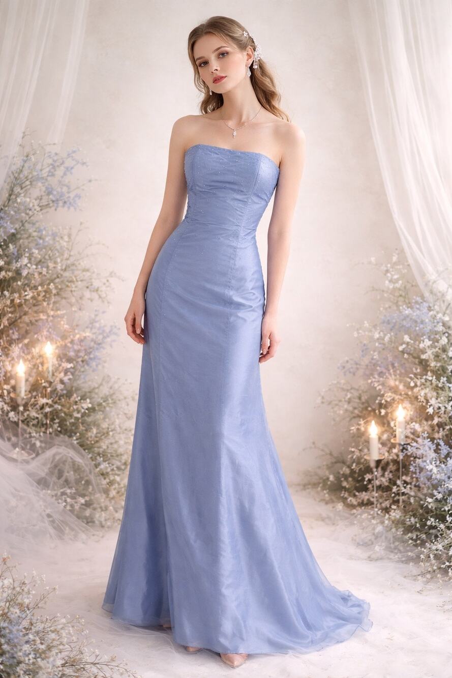 Vintage Jessica McClintock Strapless Gown Silk Size 4 Dress Pastel Blue Fairy